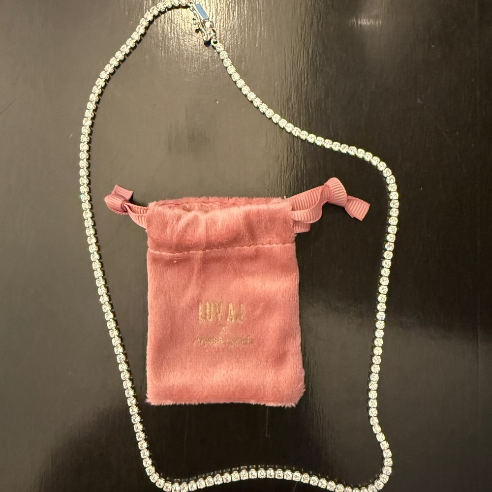 LUV AJ FFF Tennis Necklace, Spring ‘25 box, with Pink Velvet Pouch
